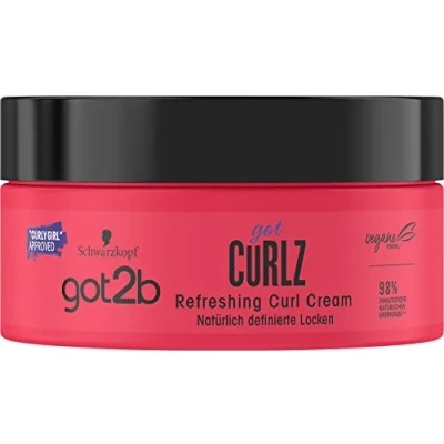 Afbeelding van got2b gotCurlz Refreshing Curl Cream (200 ml), vochtinbrengende stylingcrème voor het stylen en verzorgen van krullen, definieert voedt, zonder te verzwaren