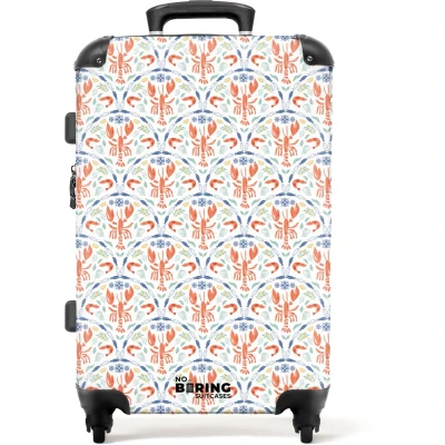 Afbeelding van NoBoringSuitcases.com Grote koffer Schaaldieren patroon kleurrijk Kinderkoffer geschikt voor jongen en meisjes Reiskoffer met 4 wielen Trolley op wieltjes Rolkoffer groot kinderen 72 liter Ruimbagage valies 20kg