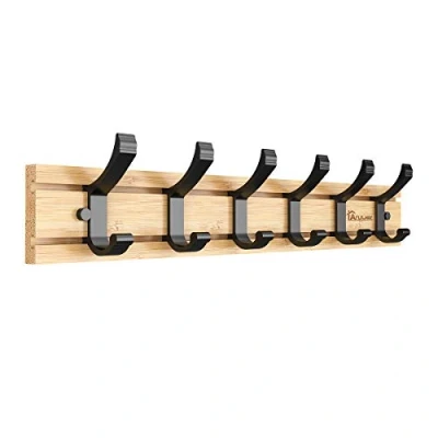 Afbeelding van Anjuer Kledingrek 6 Actieve Haken Heavy Duty Kleding Hoed Houder Bamboe