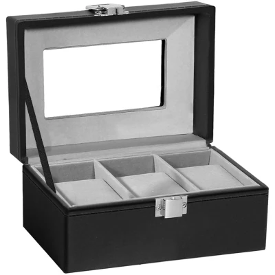Afbeelding van Uten Horlogedoos Luxe Horloge Box Geschikt voor Horloges en Sieraden 3 vakken Grijs