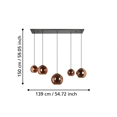 Afbeelding van Stars of Light Koperen hanglamp Cordoba 5 lichts 390388