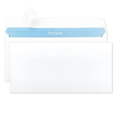 Afbeelding van Netuno 100 witte enveloppen lang 110x220mm 90g zonder venster zelfklevend premium kwaliteit kantoorenvelop met binnenprint voor documenten brieven facturen offertes