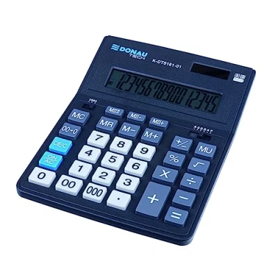 Afbeelding van Tafelrekenmachine Donau TECH Office K DT5161 01/16 cijferige weergave/ 201 x 155 35 mm/kleur: zwart/rekenmachine dual power solar werkt op batterijen/compact ontwerp / 5 jaar garantie