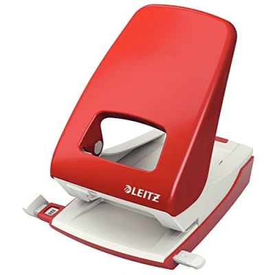 Afbeelding van Leitz NeXXt 51386025 Sterke perforator, 40 vellen, aanslagrail met formaten, metaal, rood