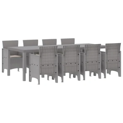 Afbeelding van vidaXL 9 delige tuinset met kussens van wit poly rattan