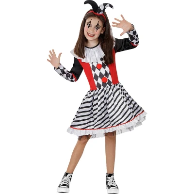Afbeelding van Funidelia Harlekijn Kostuum voor meisjes Clowns, Circus, Originele en Leuke kinderen Accessoire verkleedkleding rekwisieten Halloween, carnaval &amp; feesten Maat 135 152 cm Zwart