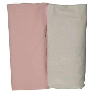 Afbeelding van Ti TIN Hoeslakens voor kinderbed of kinderbed, 100% katoen, hoeslaken met elastiek baby&#039;s, verpakking van 2 stuks, wit en roze, 50 x 80 cm