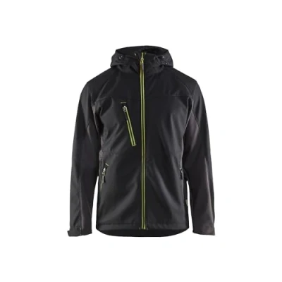 Afbeelding van Blåkläder 4753 Softshell Jack met capuchon Zwart/High Vis Geel S