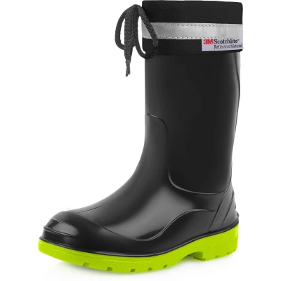 Afbeelding van Ladeheid Kinder Regenlaarzen Rubber Hoog met Veters PVC Waterdicht Zwart Groen 31 LA LMG 972 Kim