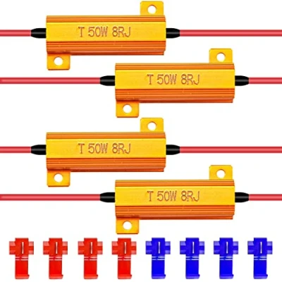 Afbeelding van KATUR 4 stuks 50 W 8 ohm led belastingsweerstanden voor knipperlichten of kentekenplaatverlichting, DRL (Fix Hyper Flash, waarschuwing Cancellor) met Quick Wire Clip