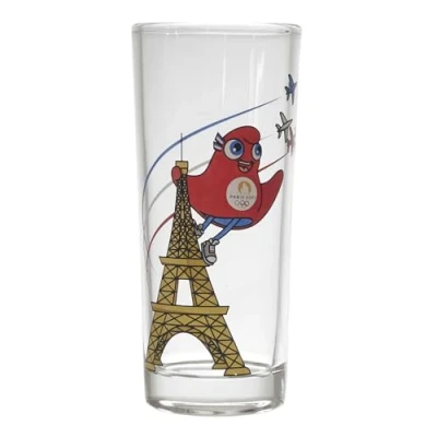 Afbeelding van PARIS 2024, CJO4401, set van 3 buisglazen, Mascotte Trilogie, 20 cl, officieel gelicentieerd product, modern design, ideaal voor cocktail, perfect thuis, vaatwasmachinebestendig