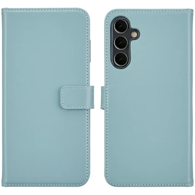 Afbeelding van Selencia Hoesje Geschikt voor Samsung Galaxy A16 (5G) Met Pasjeshouder Echt Lederen Bookcase lichtblauw