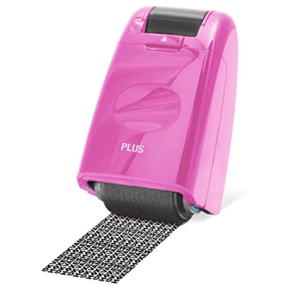 Afbeelding van PLUS Japan, Privacy Rolstempel Camouflage in roze, tekstzwart, identiteitsbescherming, per stuk verpakt (1 x 1 rolstempel)