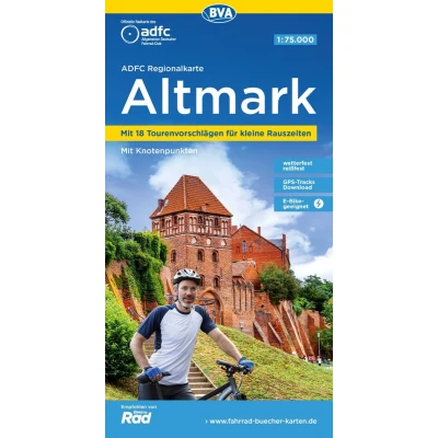 Afbeelding van ADFC Regionalkarte Altmark, 1:75.000, mit Tagestourenvorschlägen, reiß und wetterfest, E Bike geeignet, Knotenpunkten, GPS Tracks Download