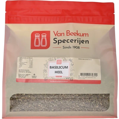 Afbeelding van Van Beekum Specerijen Basilicum Heel 400 gram (hersluitbare stazak)