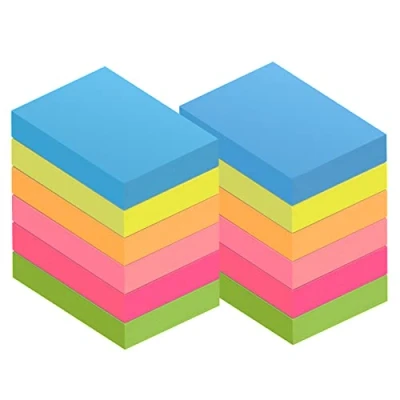 Afbeelding van ZCZN 38 x 51 mm Sticky Notes, 6 Neon Color Self Stick Memo Note Pads, 100 Vellen/Pad, Klein formaat, 12 Pads