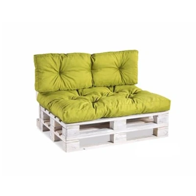 Afbeelding van Gutekissen, palletkussens, tuinbankkussens, gewatteerde kussens gevuld met gegranuleerd Poulirette schuim, vele kleuren en maten PPI (Set (Zitkussen 120x80 +Rugleuning 120x40), Lime)