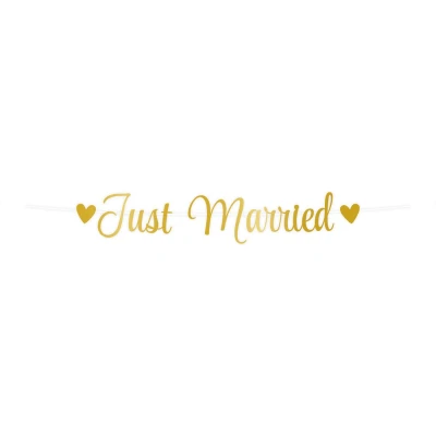 Afbeelding van Letter banner Just Married Huwelijk Trouwen goud/wit