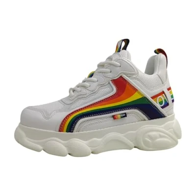 Afbeelding van Buffalo Sneakers laag, Dames, Maat: 40, White/rainbow Imitatieleer/ textiel