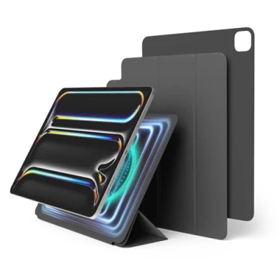 Afbeelding van elago Magnetic Folio Case voor iPad Pro 13 inch Cover (M4) Achterplaat kan worden bevestigd aan metalen materialen, Wake/Sleep functie, Compatibel met Apple Pencil 2 (Donkergrijs)
