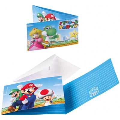 Afbeelding van Uitnodiging Super Mario Bros 8 stuks