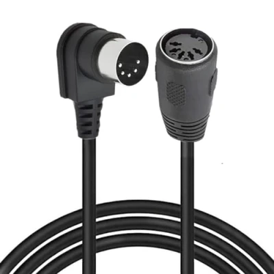 Afbeelding van MIDI DIN verlengkabel, 5 pins 90 graden hoek mannelijke stekker naar vrouwelijke socket audio MIDI/AT adapterkabel voor toetsenbordinthesizer, orgel, elektrische piano, gitaar (3 meter/9,8 ft)