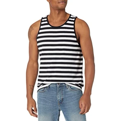 Afbeelding van Amazon Essentials Men&#039;s Tanktop met normale pasvorm, Zwart Wit Horizontale streep, XS