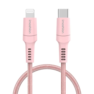 Afbeelding van Non MFI Braided USB C to Lightning cable 1 Meter van iMoshion / Roze