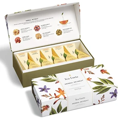 Afbeelding van Tea Forte Herbal Retreat Organic Citrus And Fruit Tea, Petite Presentation Box, Sampler Gift Set With 10 Handcrafted Pyramid Bag Infusers, Caffeine Free, Count (Pack of 1)