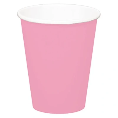 Afbeelding van 8x stuks drinkbekers van papier roze 350 ml Feestbekertjes