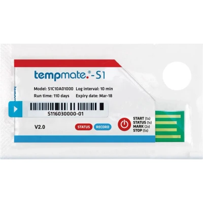 Afbeelding van tempmate S1C10A01000 Temperatuur datalogger Te meten grootheid 30 tot +70 C PDF functie, One way
