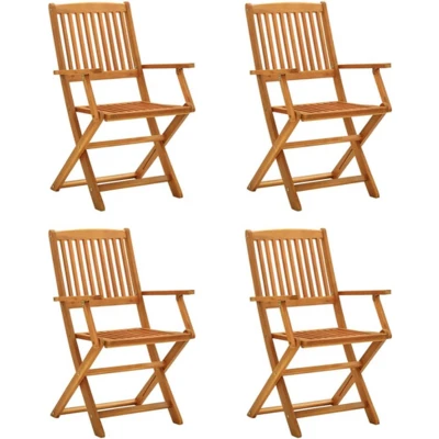 Afbeelding van vidaXL Tuinstoelen 4 st inklapbaar massief eucalyptushout