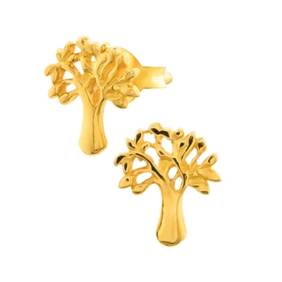 Afbeelding van Zilveren oorbellen Oorstekers Gold plated oorstekers, tree of life, levensboom