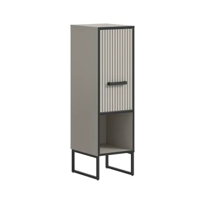 Afbeelding van Bagno badkamerkast 1 deur vak lichtgrijs, crèmekleurig.