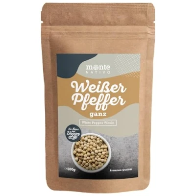 Afbeelding van Peperkorrels wit Monte Nativo (500g) Hele, witte ideaal voor Koken en kruiden Perfect Pepermolens Intens aroma smaak je Keuken