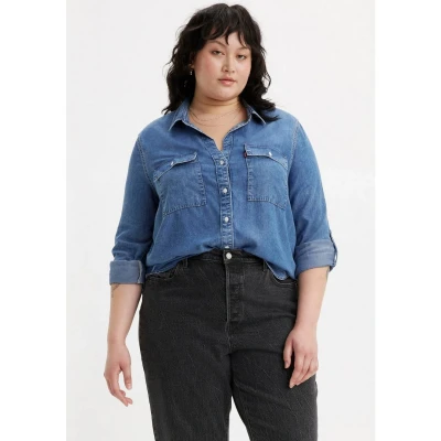 Afbeelding van Levi&#039;s Plus PL Doreen Utility Overhemdblouse, Dames, Maat: 58/60, In patches