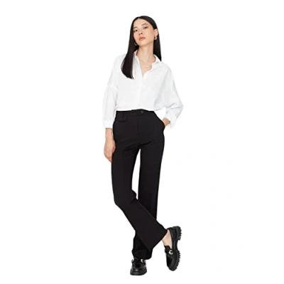Afbeelding van Trendyol Zwarte Hoge Taille Wijde Pijpen/Wijde Pijpen Geweven Stoffen Broek Twoaw23Pl00240