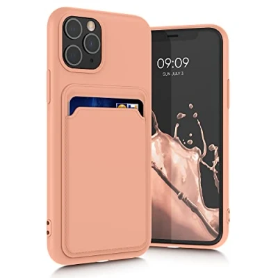 Afbeelding van kwmobile telefoonhoesje geschikt voor Apple iPhone 11 Pro Hoesje met pasjeshouder TPU case in roze grapefruit