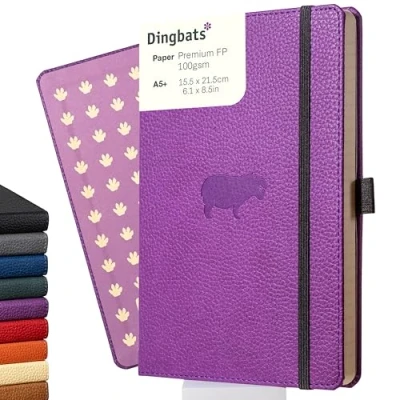 Afbeelding van Dingbats* Wildlife A5 Notitieboek Purple Hippo Blanco A5+ / Plain
