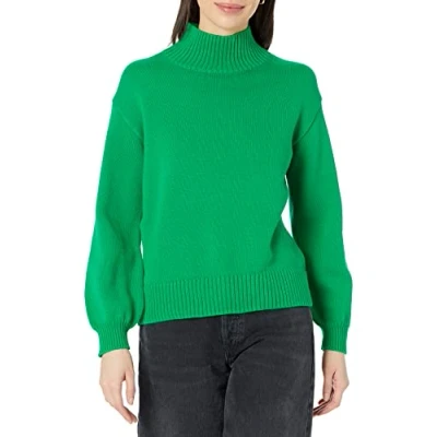 Afbeelding van Amazon Essentials Dames katoenen trui met trechterhals (verkrijgbaar in grote maten), groen, X Small
