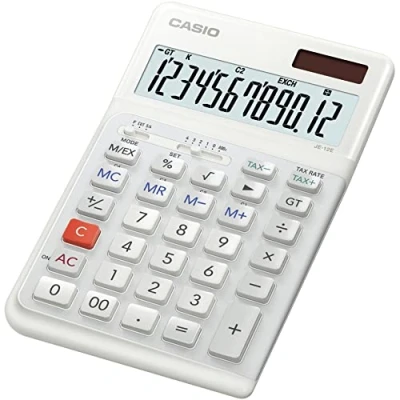 Afbeelding van Casio JE 12E Ergonomische bureaurekenmachine met innovatief traptoetsenbord voor rechtshandigen