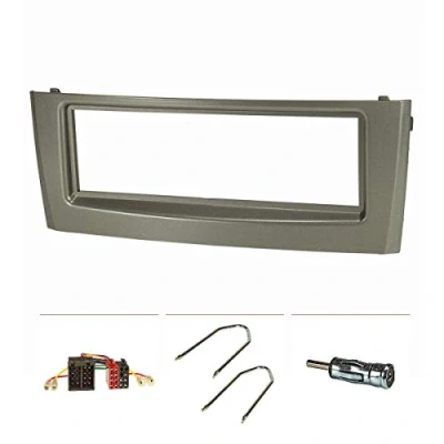 Afbeelding van tomzz Audio 2414 031 radio installatie frame Set geschikt voor Fiat Grande Punto Typ 199 Y.O.M. 2005 2009 grijs met adapter iso, antenne iso Din, ontgrendelingsbeugel