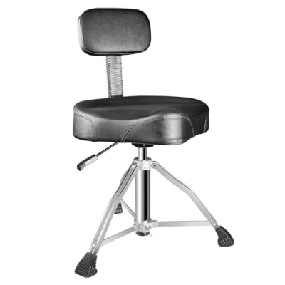 Afbeelding van SONICAKE Drumkruk met hydraulisch in hoogte verstelbare rugleuning van 45 tot 60 cm extra dikke bekleding zwart