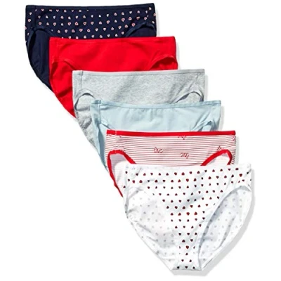 Afbeelding van Amazon Essentials Women&#039;s Katoenen hoge onderbroek met pijpen (verkrijgbaar in grote maten), Pack of 6, Veelkleurig/Hartjes/Streep, 40