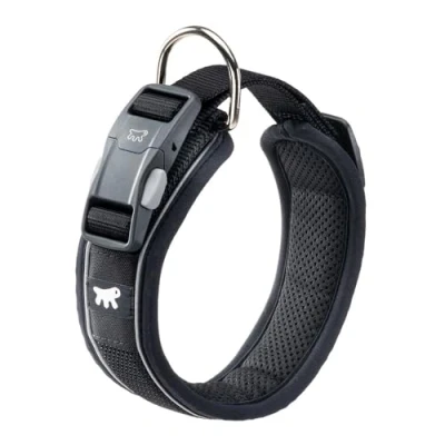 Afbeelding van Ferplast Hondenhalsband GENIUS C25/55, reflecterend, ademend, verstelbaar, snelsluiting, magnetische sluiting, halsband voor grote honden, zachte voering, zwart