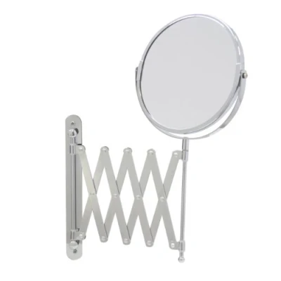 Afbeelding van axentia Vergrotingsspiegel in zilver, roestvrije wandspiegel, dubbelzijdig met 3 en 1x vergroting, badkamerspiegel uittrekbaar, verchroomde make upspiegel, ca. 16 x 56 cm
