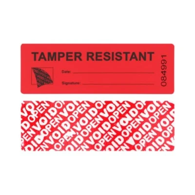 Afbeelding van 100 stks Transfer Tamper Evident Security Stickers Tape Garantie Void Resistant Labels Zegels Veiligheid Voorkom Geopend (3x9cm100st rood