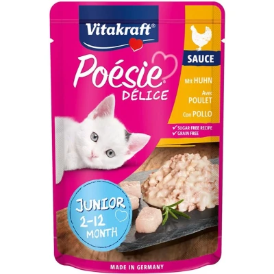 Afbeelding van Vitakraft Poesie Deli Sauce Junior Pouch 85 g Kattenvoer 23 x Kip