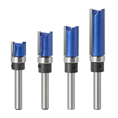 Afbeelding van WSOOX 4 stuks kantenfrees, 6 mm schacht, kantenfrees met aanloopring bovenfrees, groeffrees, snijgereedschap voor hout, kantenfreesset