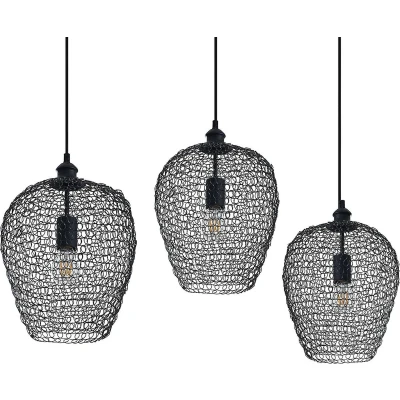 Afbeelding van Lindby hanglamp 3 lichts ijzer H: 38 cm E27 zwart